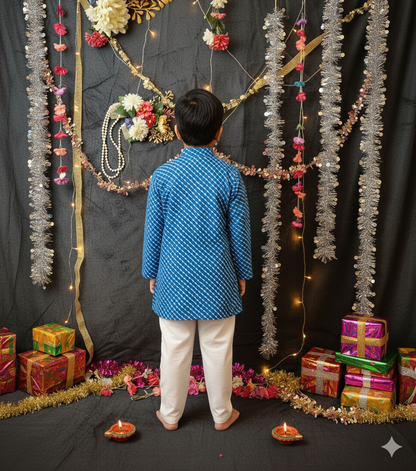 Blue Tie-Dye Kurta -Pyjama Set