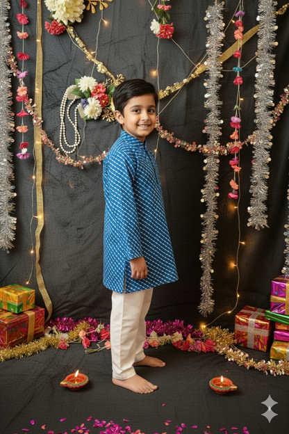 Blue Tie-Dye Kurta -Pyjama Set