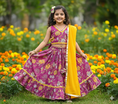 Floral Printed Purple Colour Lehenga Choli