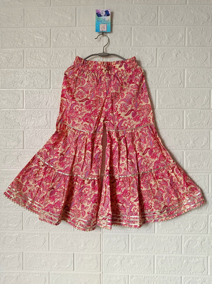Pink Colour Flower Print Anarkali Suit With Sharara