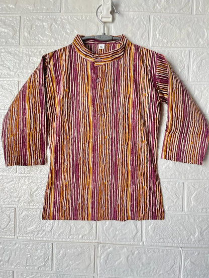 Onion Pink Ajrakh print Jacket with Kurta -Pyjama