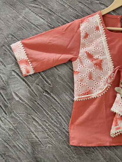 Tie and Die Peach Coloured Afghani Style Suit Set