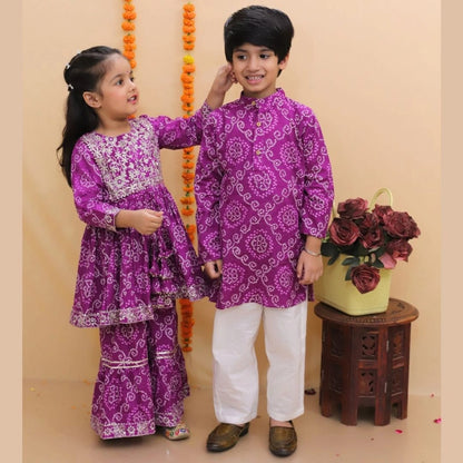 Jaipuri  Print Purple Colour Anarkali Suit With Sharara
