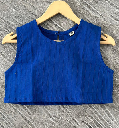 Blue Block Printed 3 Piece Girls Co-Ords