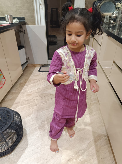 Purple Coloured Afghani Style Suit Set