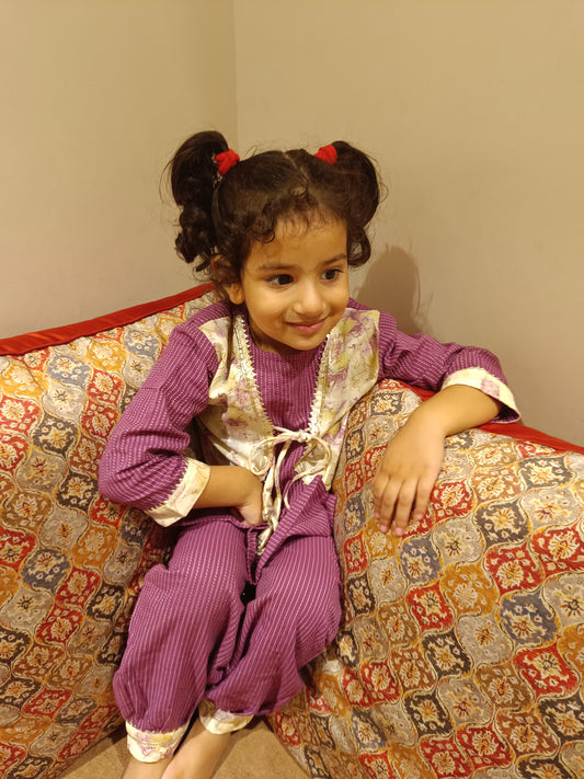 Purple Coloured Afghani Style Suit Set