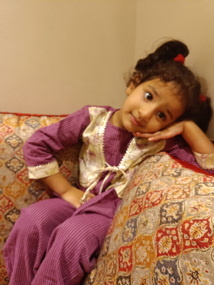 Purple Coloured Afghani Style Suit Set