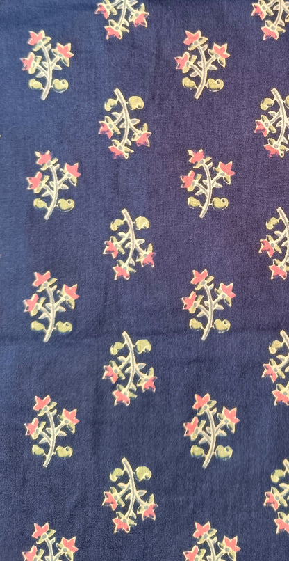 Navy Blue Block Printed Kurta -Pyjama