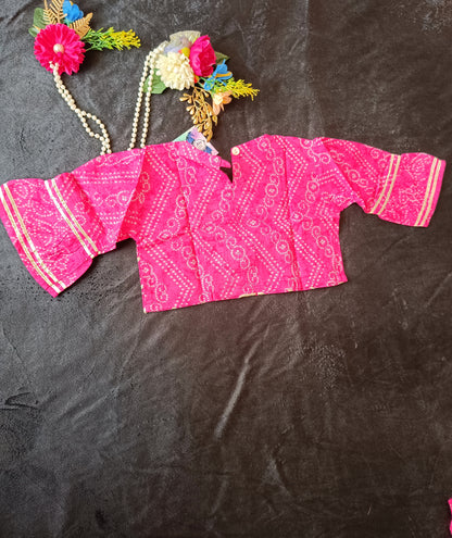 Bock Print Rani Pink Coloured Lehnga Choli