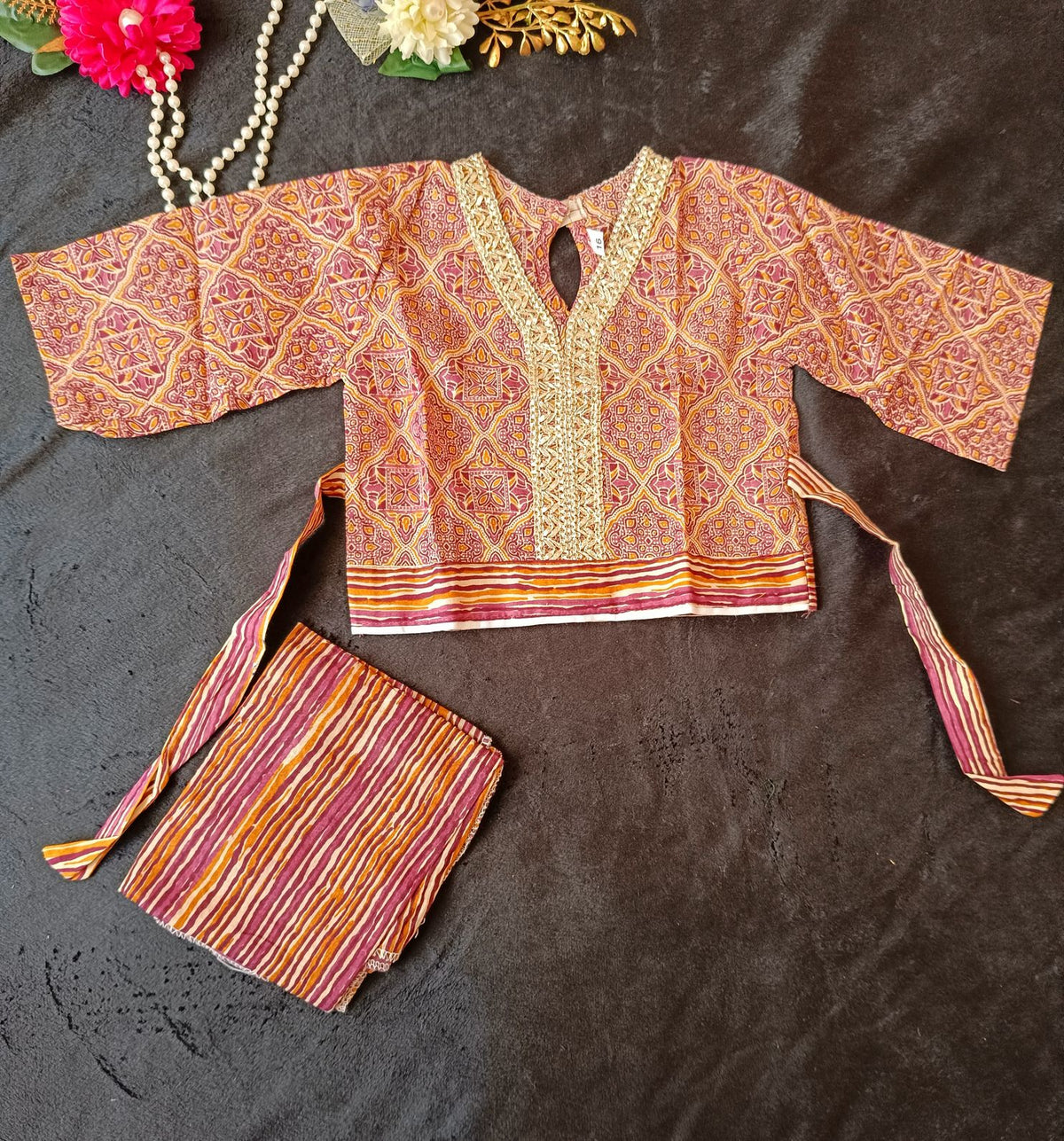 Ajrakh Print Onion Pink Colour lehenga Choli