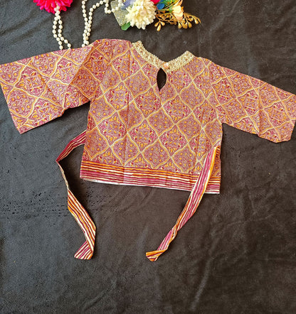 Ajrakh Print Onion Pink Colour lehenga Choli