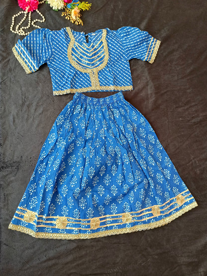 Block Print Blue Colour Lehenga Choli