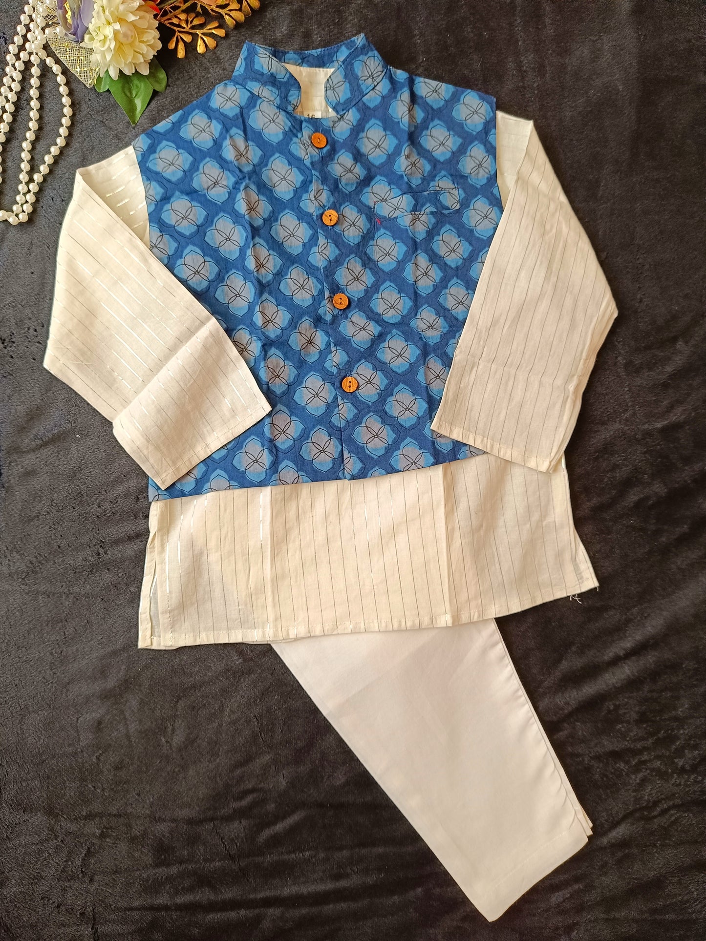 Wine Jaal Buta Jacket with Kurta Pyjama