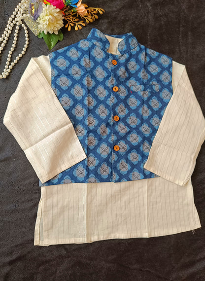 Wine Jaal Buta Jacket with Kurta Pyjama