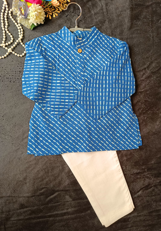 Blue Tie-Dye Kurta -Pyjama Set