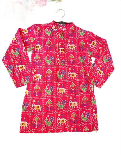 Pink Patola printed Kurta -Pyjama
