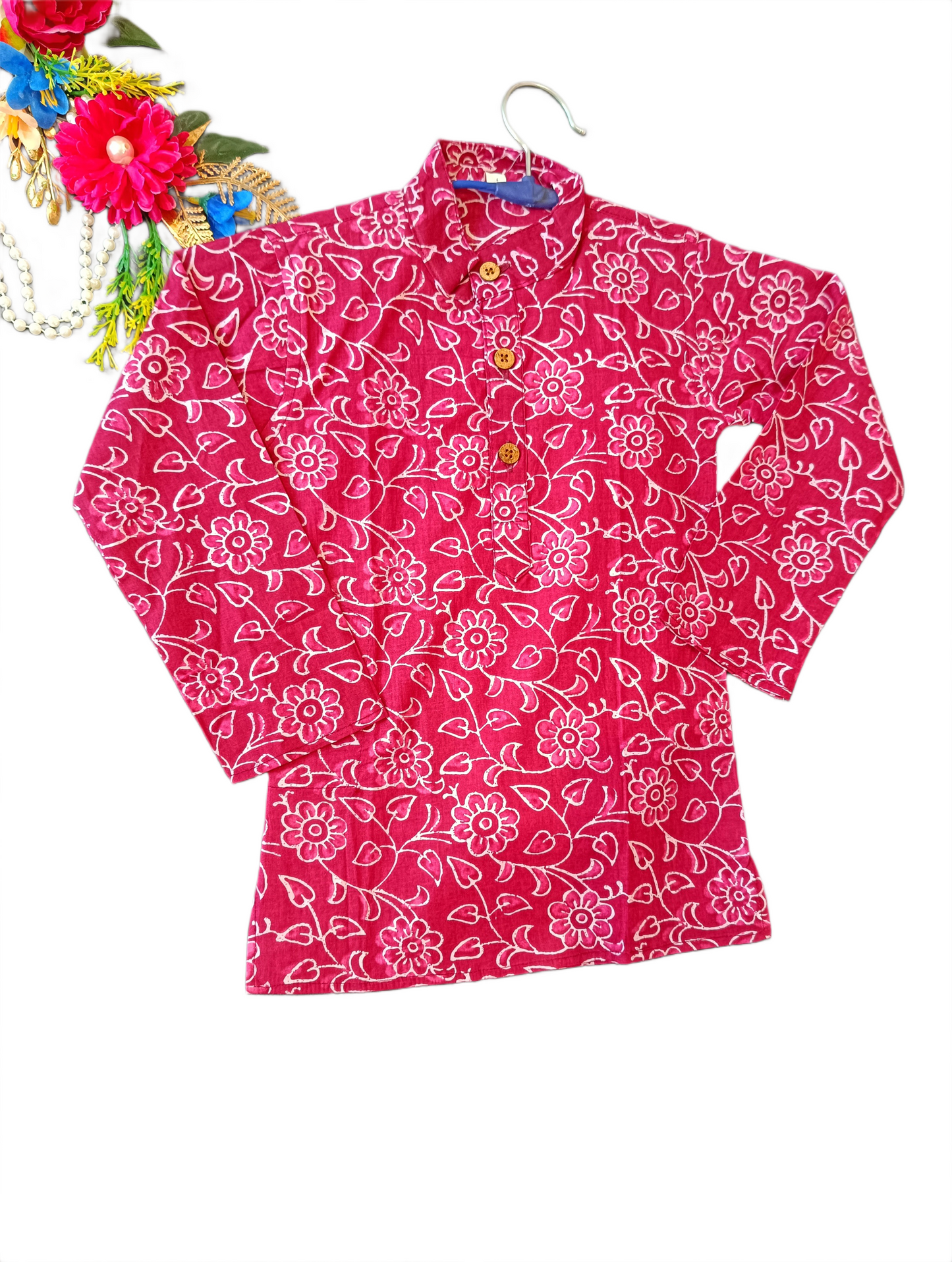 Indigo blue discharge printed Kurta -Pyjama