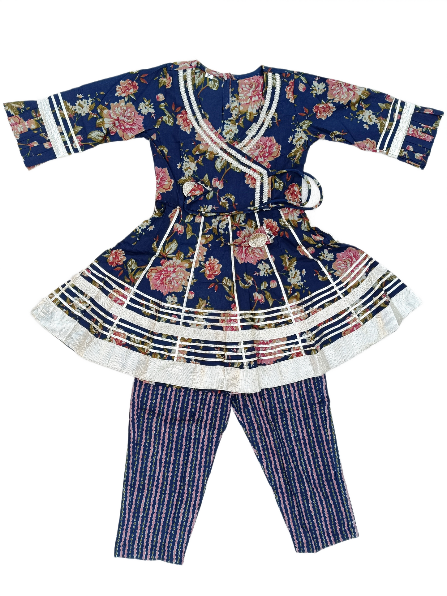 Ethanic Floral Printed Girls Flare Suit Set
