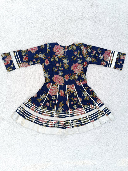 Blue Floral Printed Girls Flare Suit Set