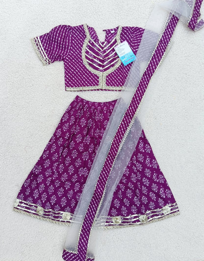 Block Print Purple Colour Lehenga Choli