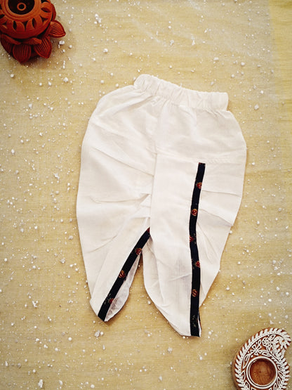 Navy Blue block printed Jacket with Kurta -Dhoti