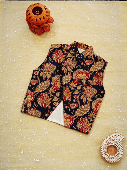 block printed Jacket with Kurta -Dhoti