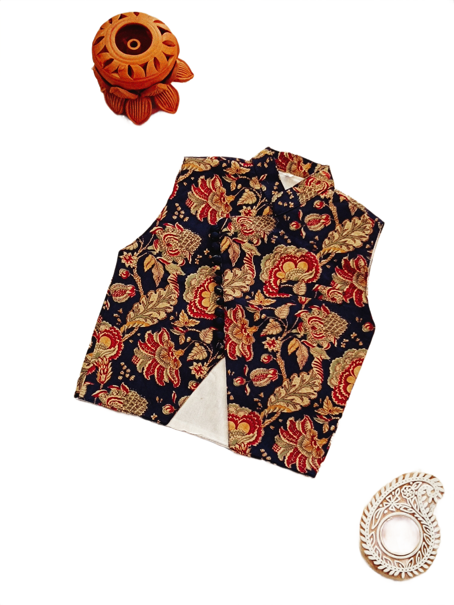 block printed Jacket with Kurta -Dhoti