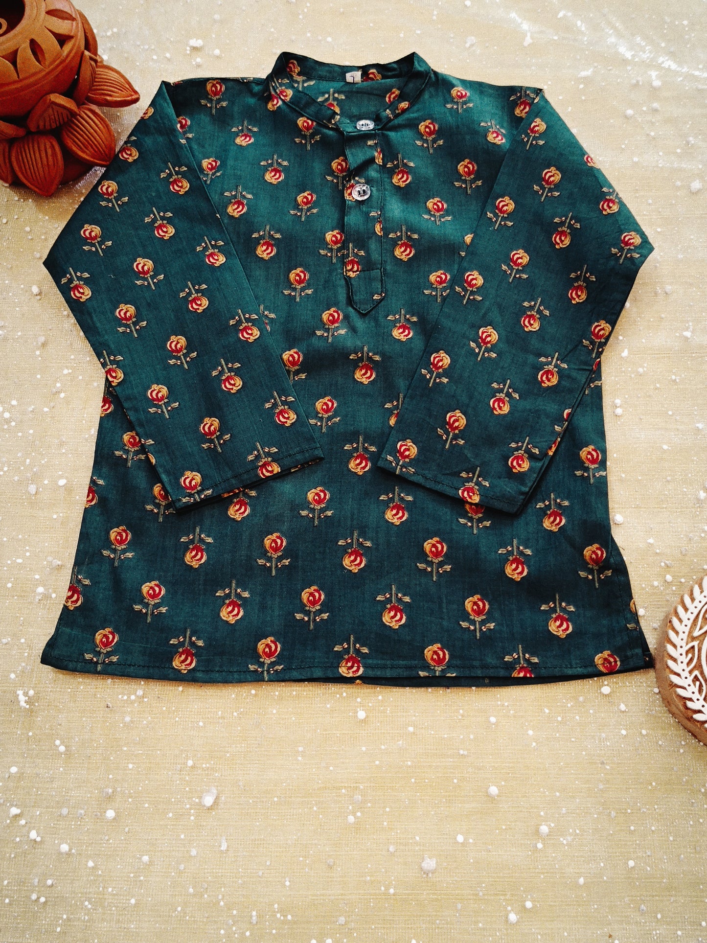 block printed Jacket with Kurta -Dhoti