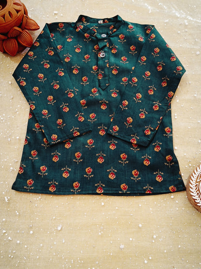 block printed Jacket with Kurta -Dhoti