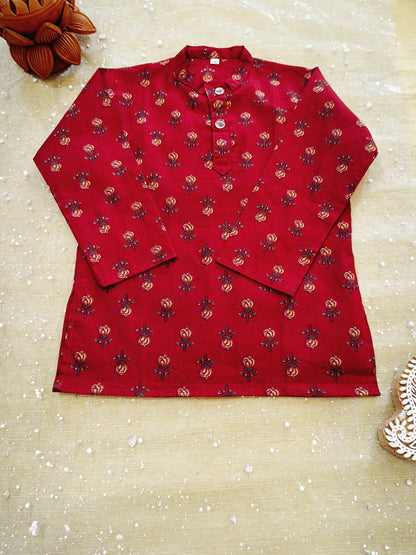 block printed Jacket with Kurta -Dhoti