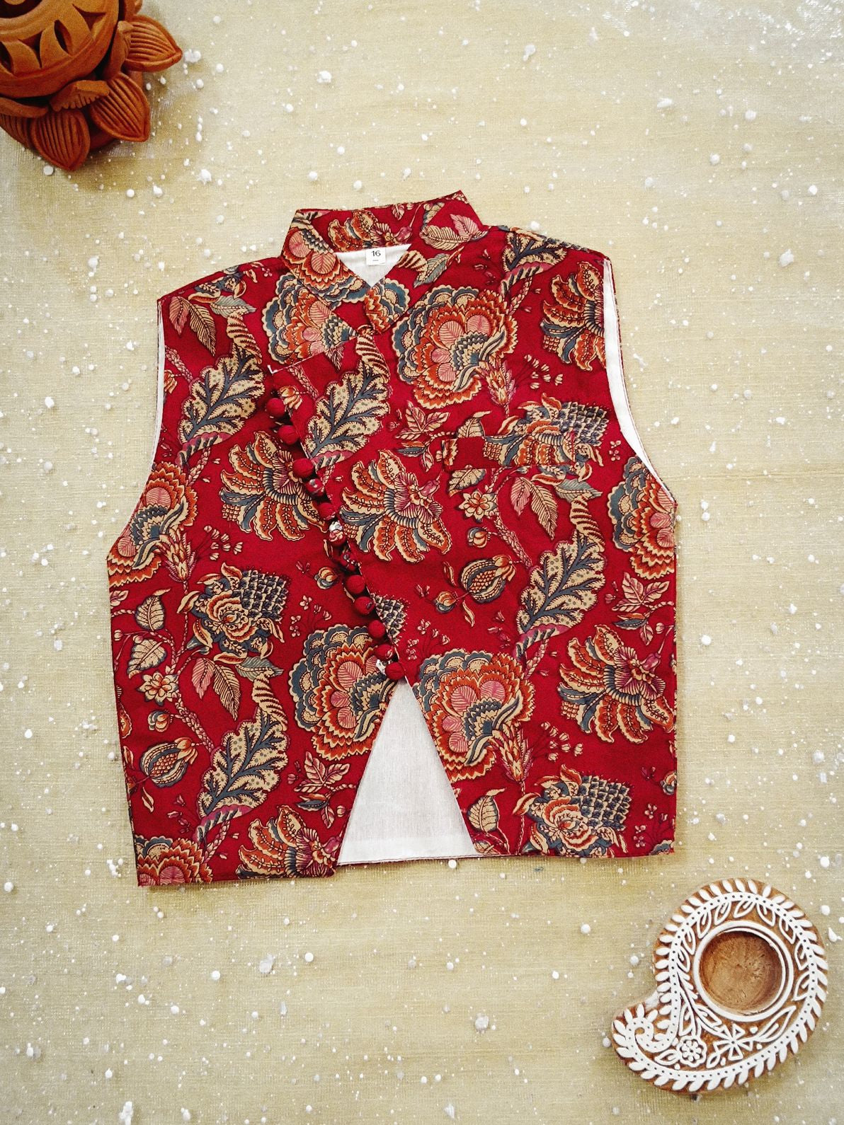 block printed Jacket with Kurta -Dhoti