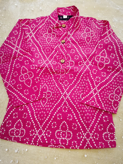 Purple Bandhej Tie and dye Kurta -Pyjama