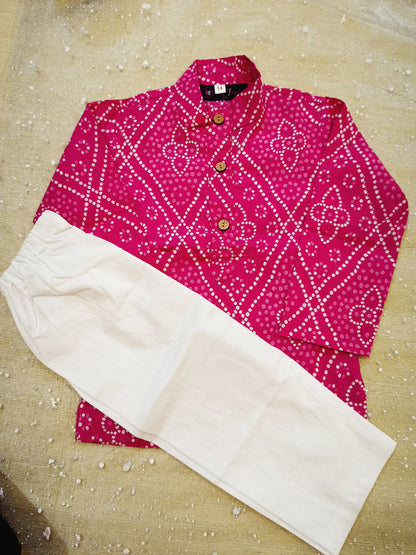 Purple Bandhej Tie and dye Kurta -Pyjama