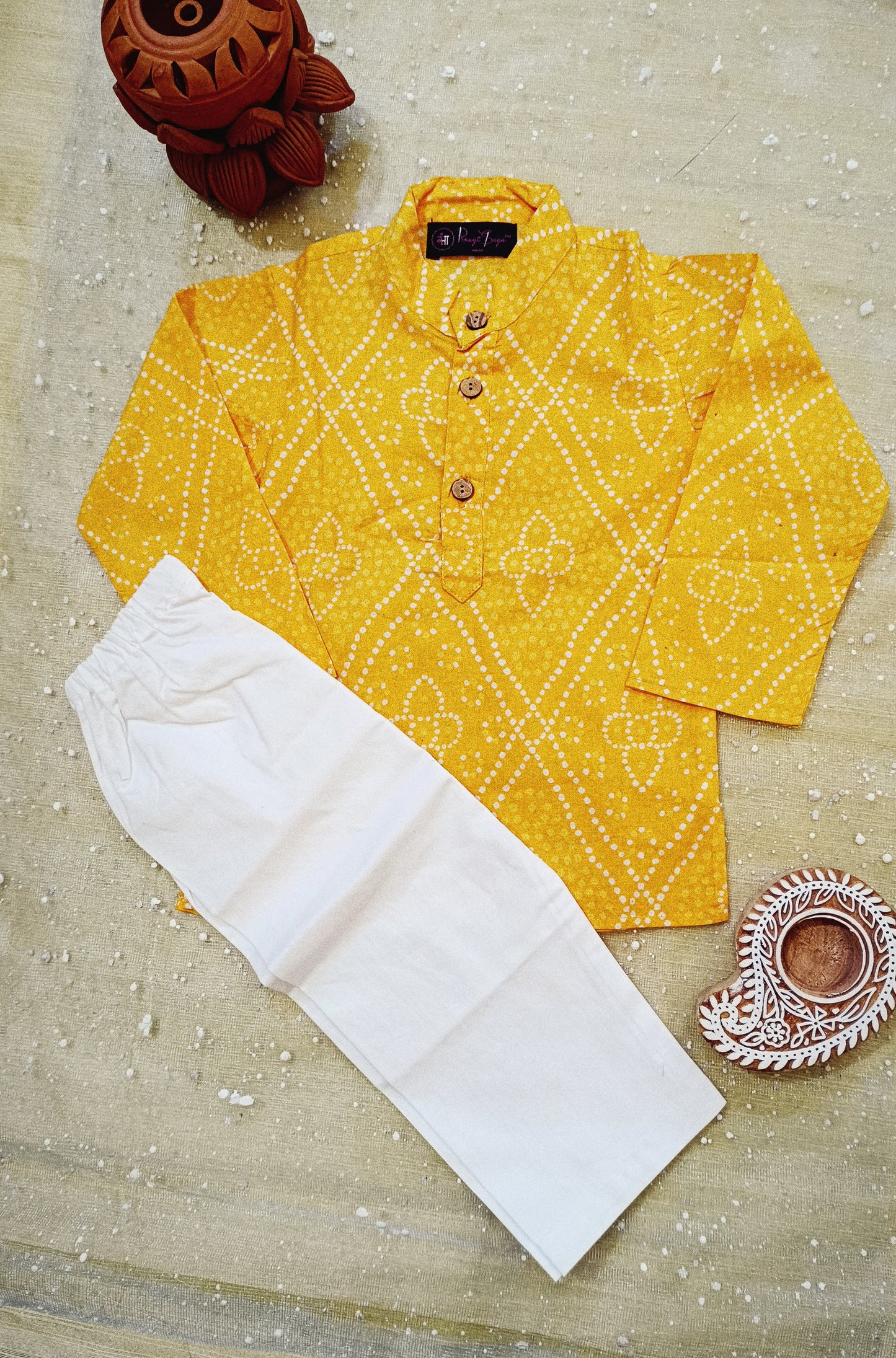 Purple Bandhej Tie and dye Kurta -Pyjama