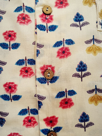 Flower Printed Pink and Blue colour Summer Frock For girls