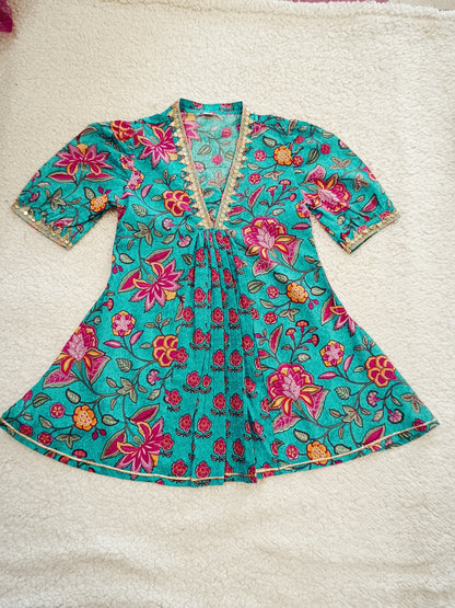 Sea Green Screen Printed Afghani Style Suit Set