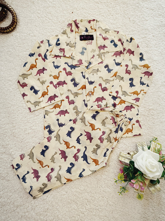 Multicolor Dinasour printed Night Suit