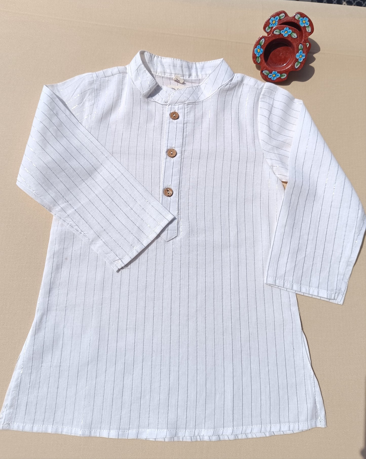 Red Bandhej Jacket With Lurex Kurta Pyjama