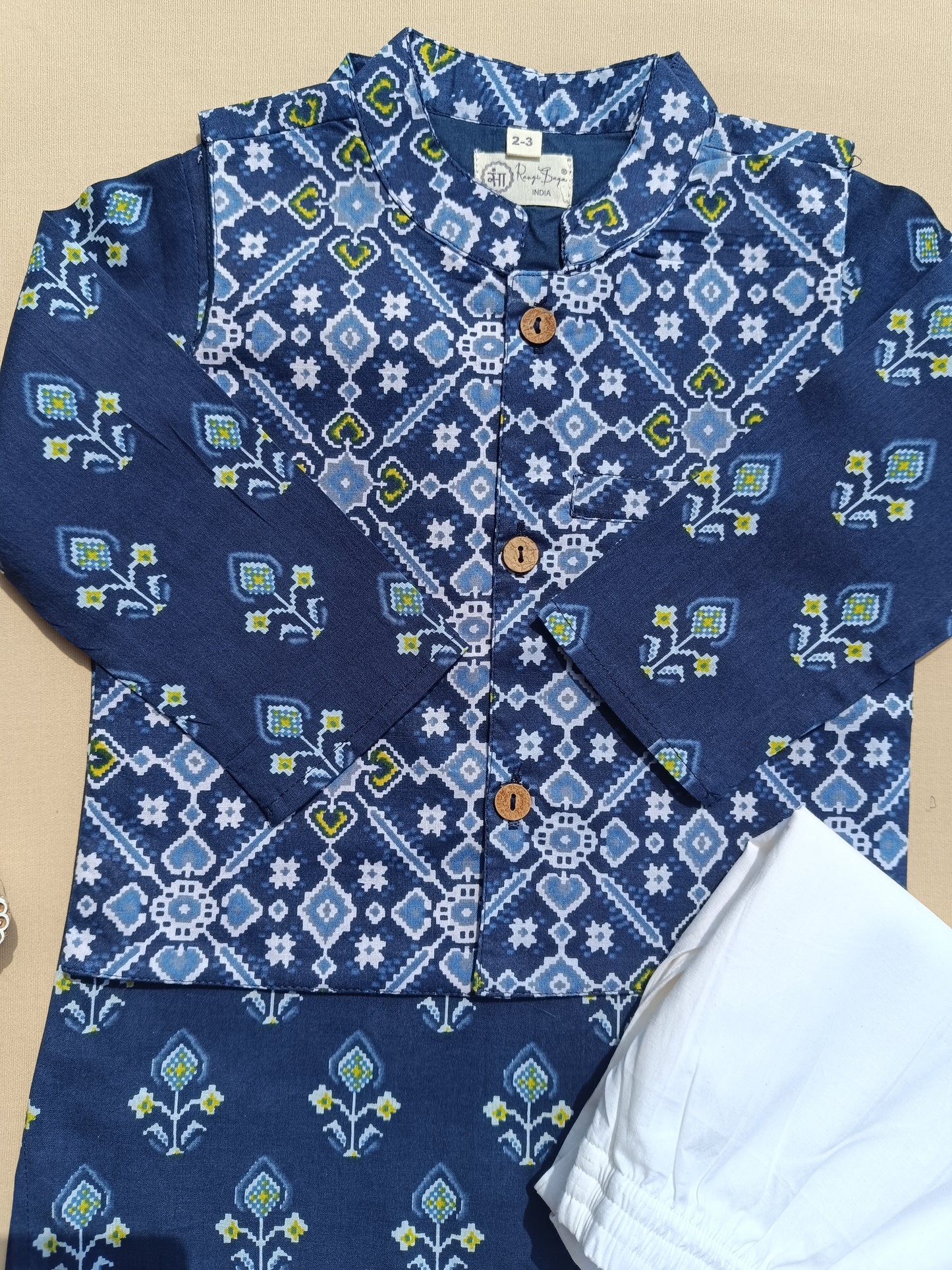 Red Patola Print Jacket with Kurta -Pyjama