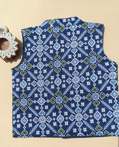 Red Patola Print Jacket with Kurta -Pyjama