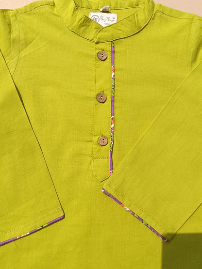 Lavender Floral Print Jacket with Kurta -Pyjama