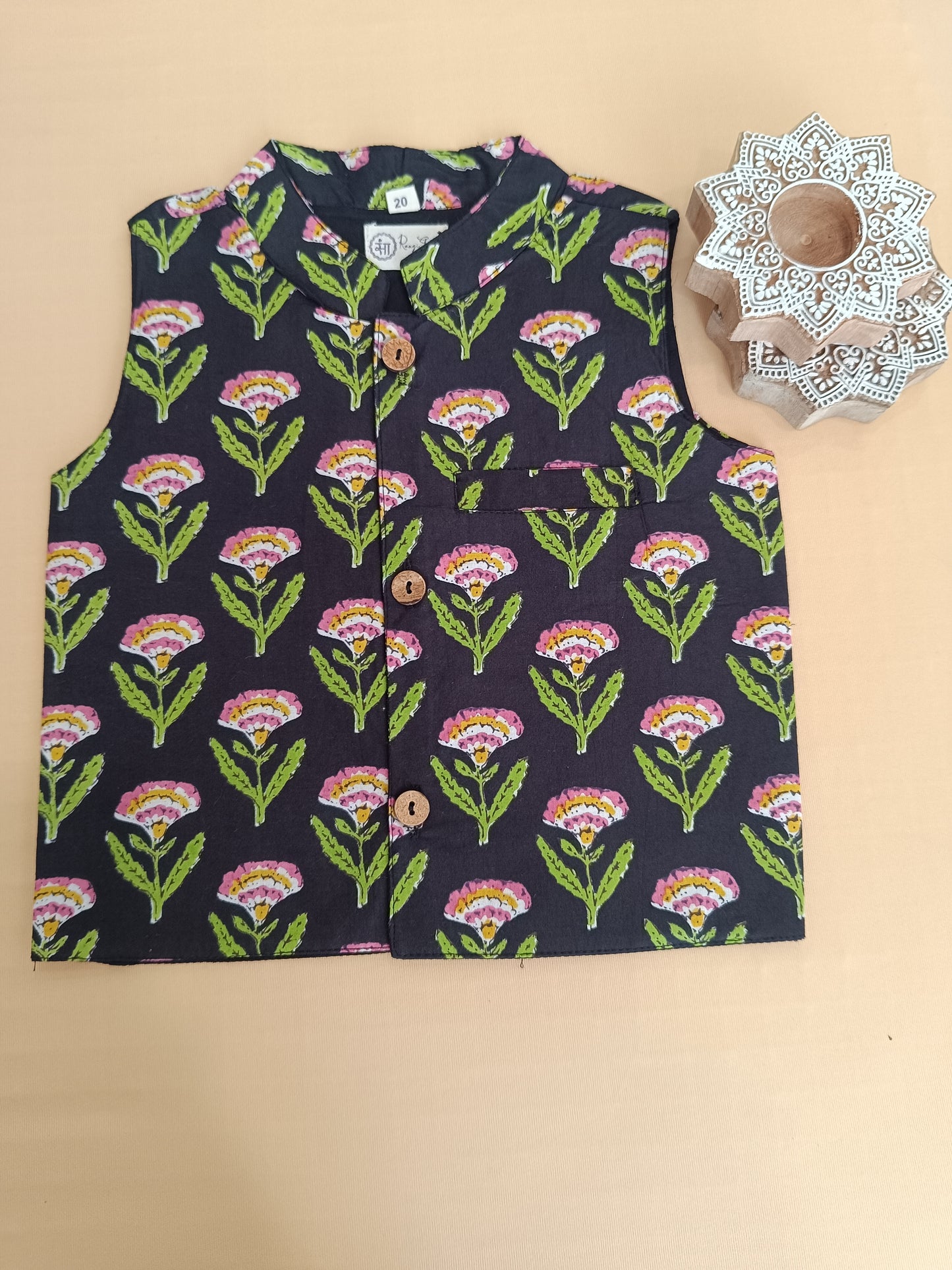 Lavender Floral Print Jacket with Kurta -Pyjama