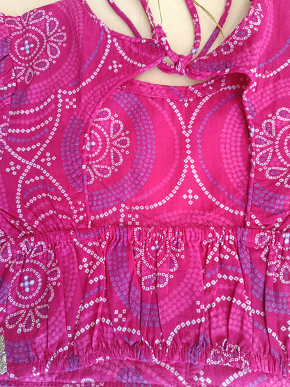 Pink Bandhaj Lehenga Choli set
