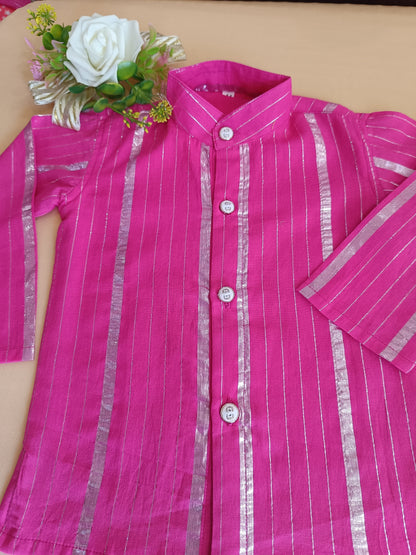Pink Lurex Kurta -Pyjama set