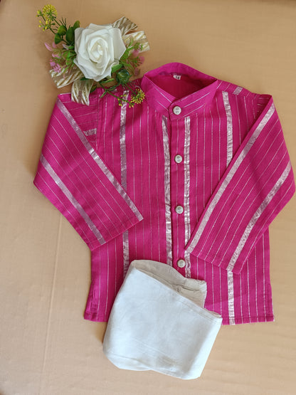 Pink Lurex Kurta -Pyjama set