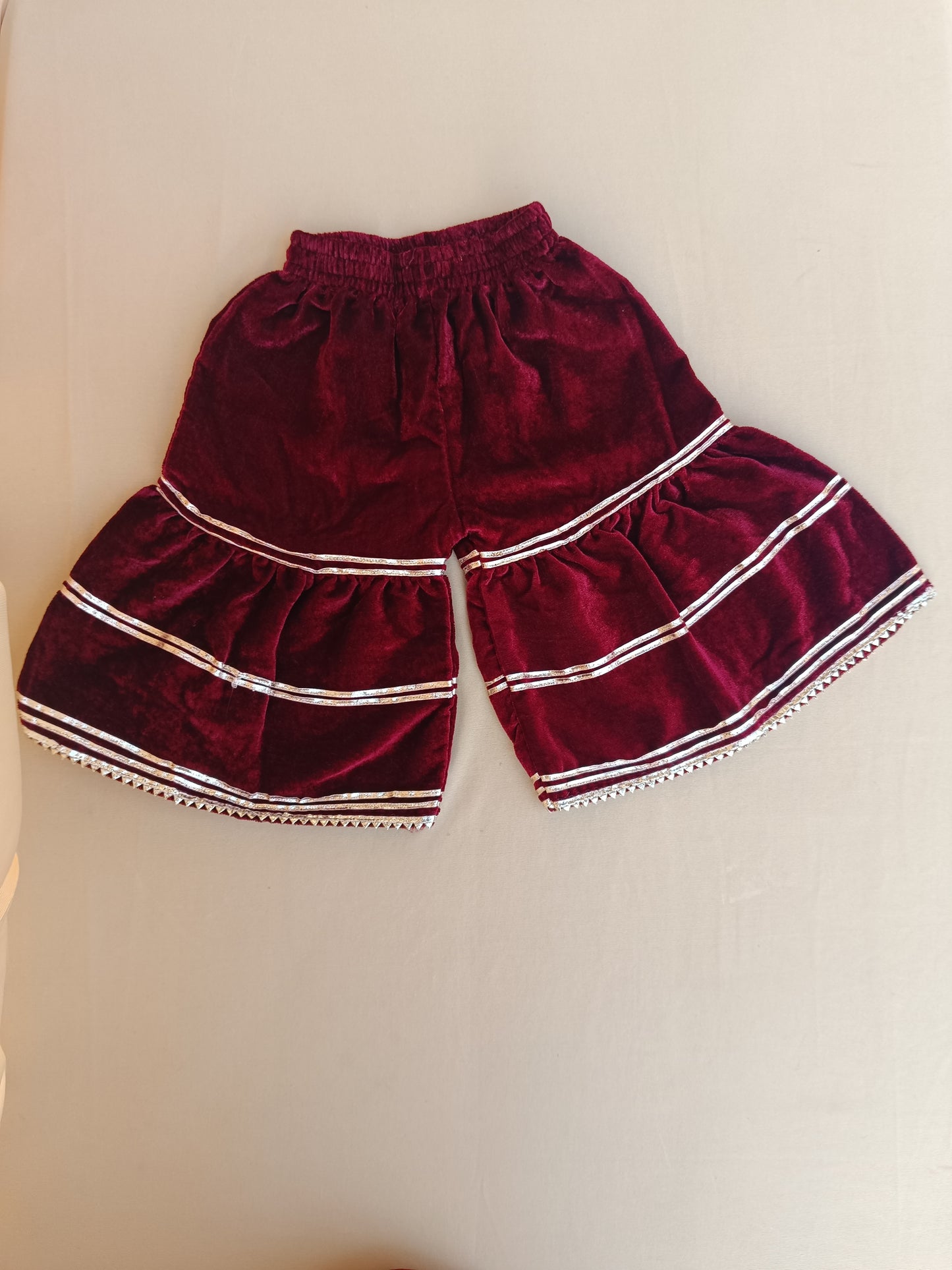 Mirror-Embroidery Velvet  Kurti With Sharara