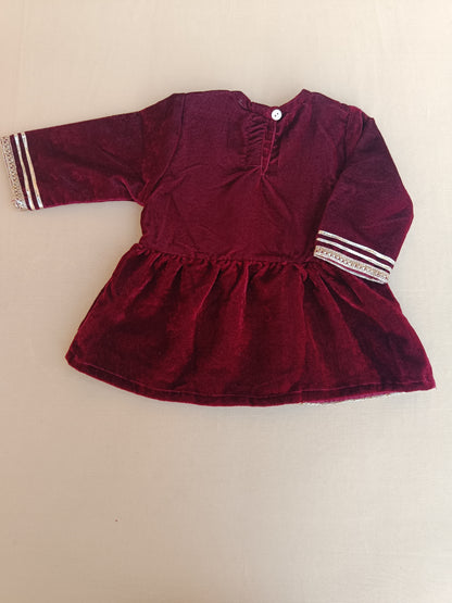 Mirror-Embroidery Velvet  Kurti With Sharara