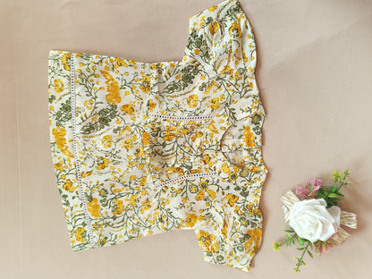 White Flower Printed Girls Top