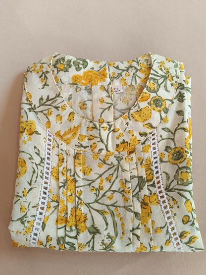 White Flower Printed Girls Top