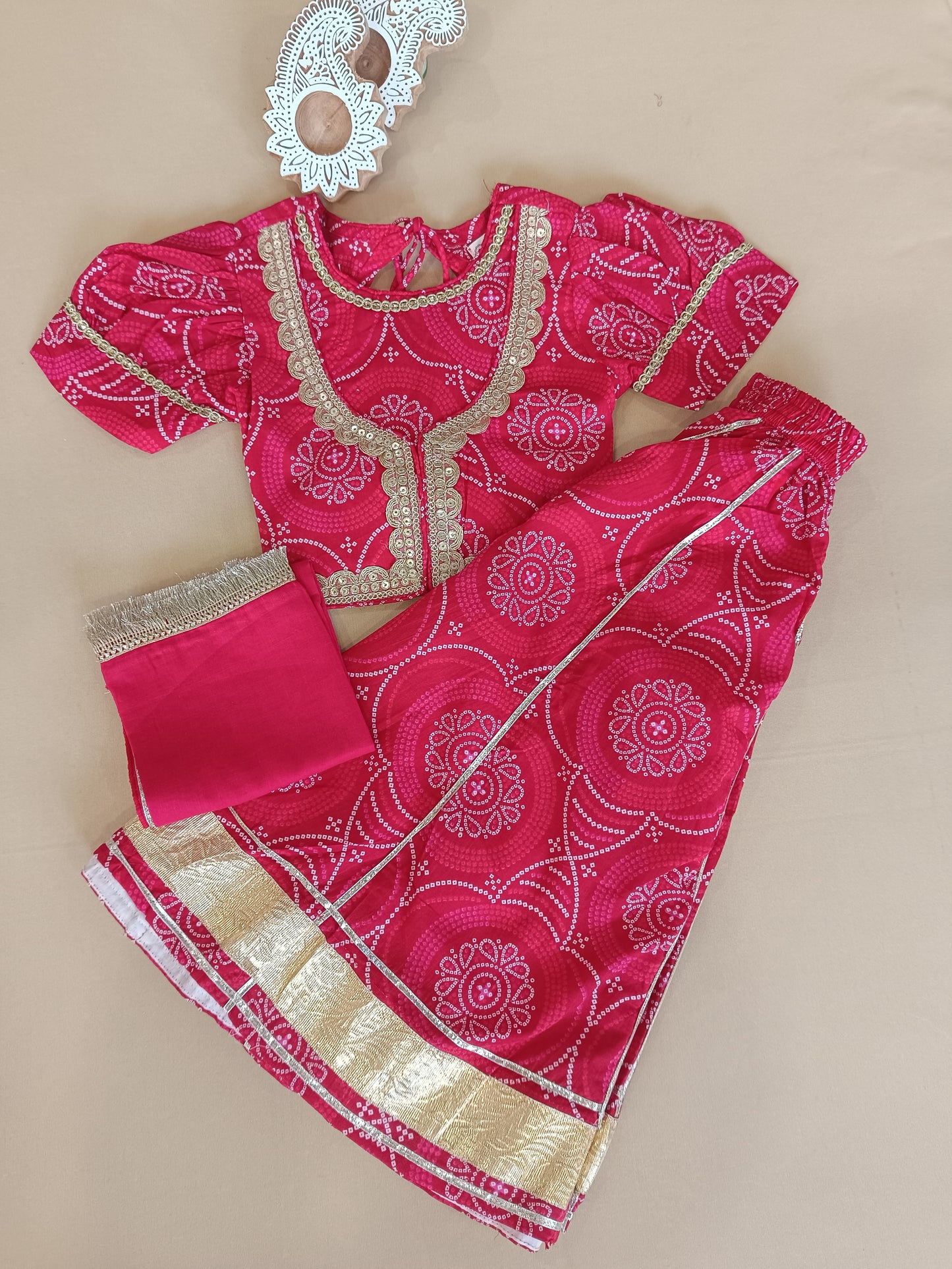 Red Bandhaj Lehenga Choli set